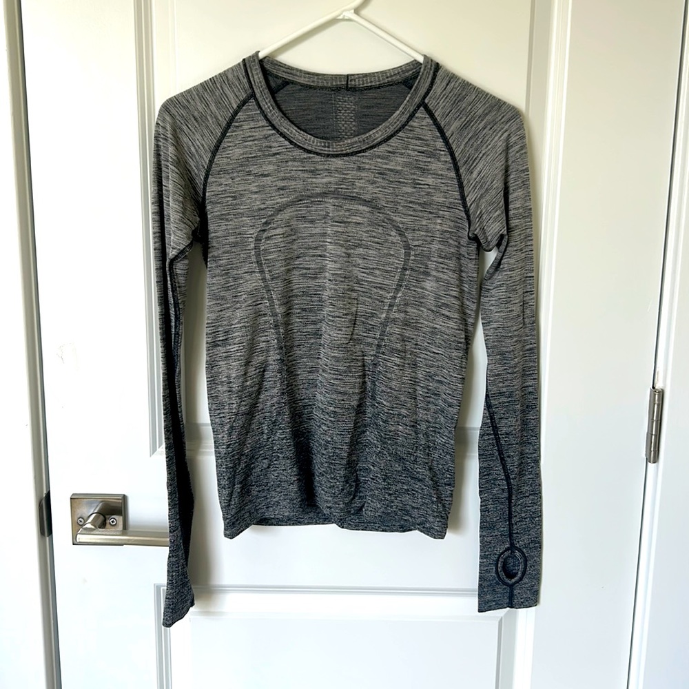 lululemon swiftly long sleeve, heather grey ombré